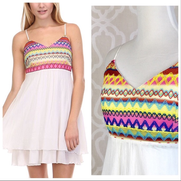 *LAST ONE* Boho Embroidered Double Layer Dress - Picture 8 of 8